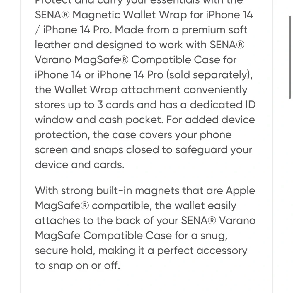 Sena Magnetic Wallet Wrap for iPhone 14 / iPhone 14 Pro (Black)